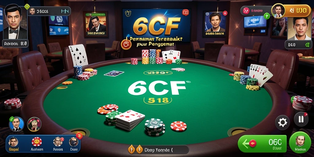 Gameplay menarik di 6CF dengan suasana poker yang intens.