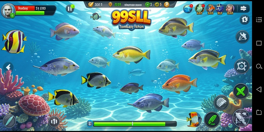 Gameplay seru dari 99SLL yang menampilkan aksi menangkap ikan.