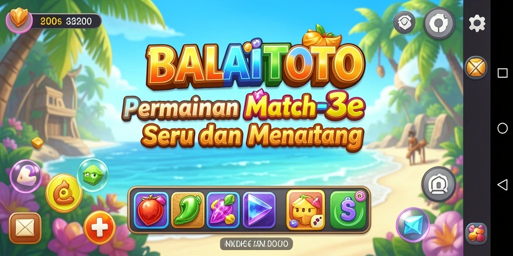 Tampilan gameplay seru dalam BALAITOTO dengan elemen Match-3 yang menarik.