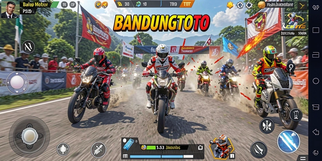 Gameplay seru BANDUNGTOTO dengan balapan motor yang cepat dan action-packed.