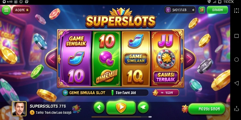 Tangkapan layar SUPERSLOTS menampilkan serunya gameplay slot yang mendebarkan.