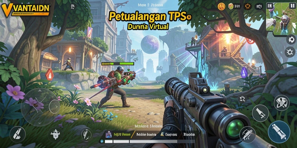 Screenshot gameplay VANTAIDN menampilkan aksi TPS yang menegangkan.
