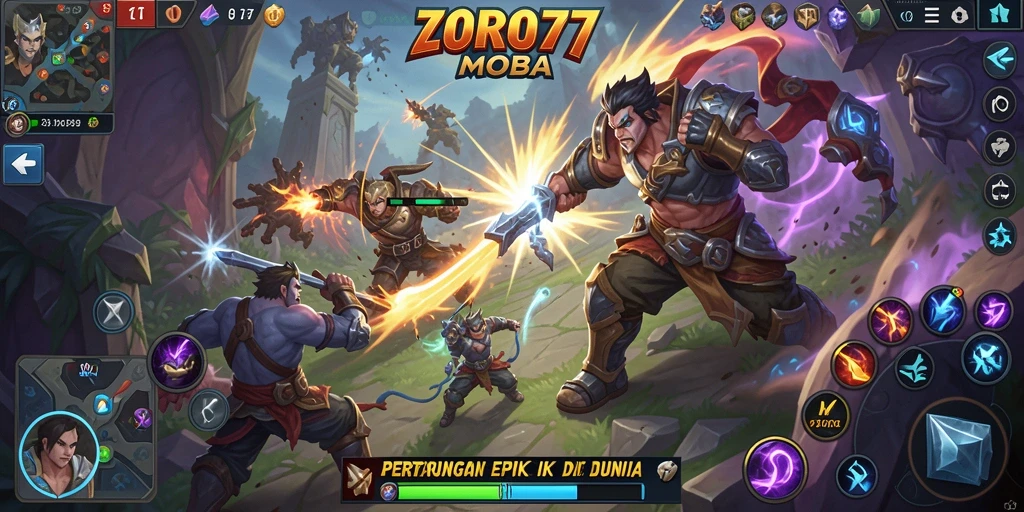 Tampilan menarik dari gameplay seru ZORO77 di arena pertarungan.